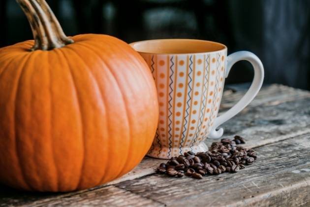 Pumpkin Coffee Beans and A Coffee Mug